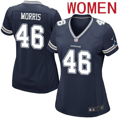 Women Dallas Cowboys #46 Alfred Morris Nike Navy Game Team NFL Jersey->women nfl jersey->Women Jersey